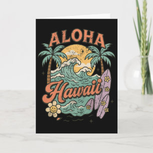 Carte Conception d'été tropical Aloha Hawaii Surfing