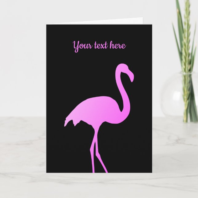 Carte Conception d'oiseau flamant tropical rose néon cha (Devant)