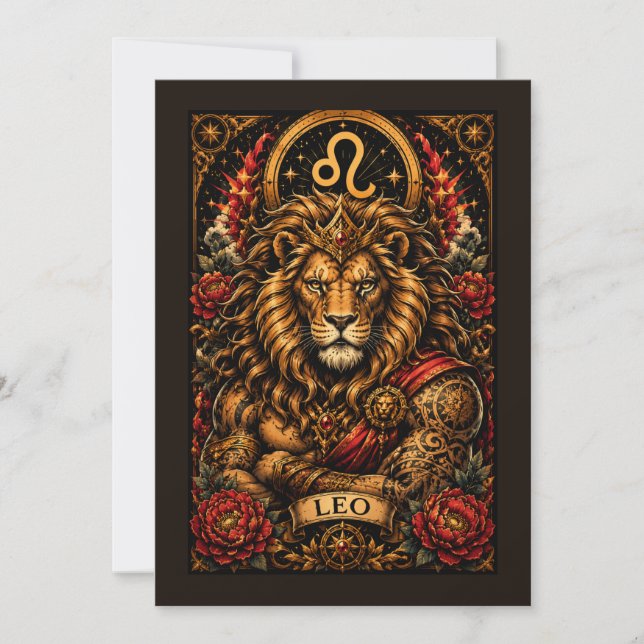 Carte Conception du zodiaque masculin céleste Lion (Devant)