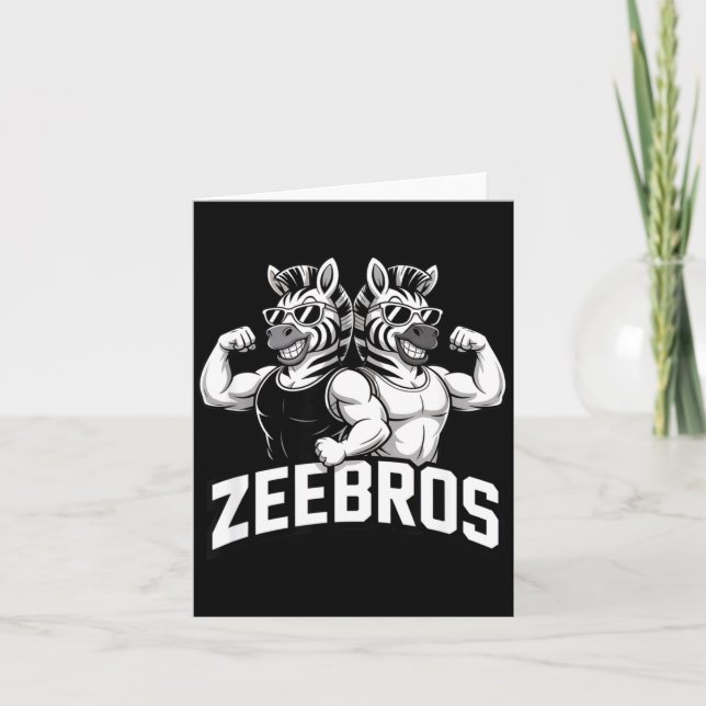 Carte Conception duo zèbre mignon Zeebros pour les amate (Devant)