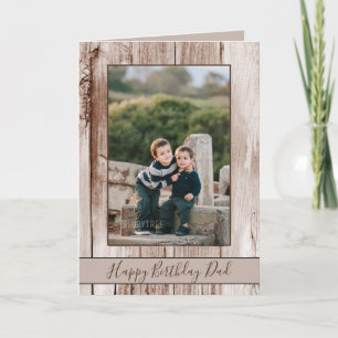 Carte Conception en bois marron Joyeux anniversaire Papa
