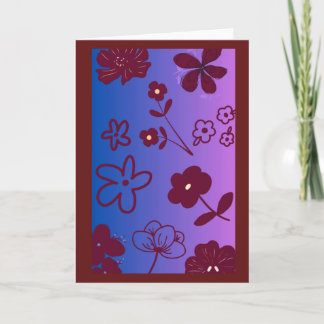 Carte Conception florale bleu violet et bordeaux
