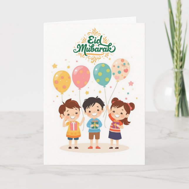 Carte Conception joyeuse d'Eid al-Fitr (Devant)