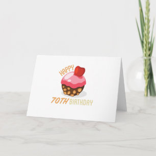 Carte Conception mignonne d'anniversaire 70 ans avec gât