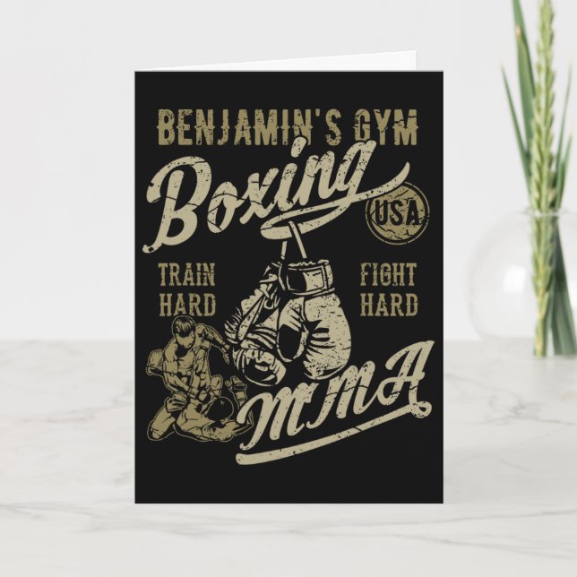 Carte Conception rétro de gym de boxe Mma de Benjamin po (Devant)