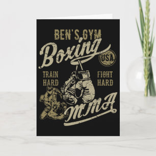 Carte Conception rétro de salle de sport de boxe mma de