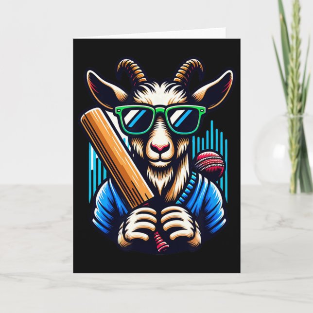 Carte Conception unique de cricket de chèvre pour les am (Devant)