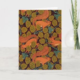 Carte Conception vintage d'écureuil et de feuille d'art