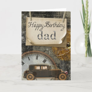 Carte Conception vintage d'horloge de voiture de papa de