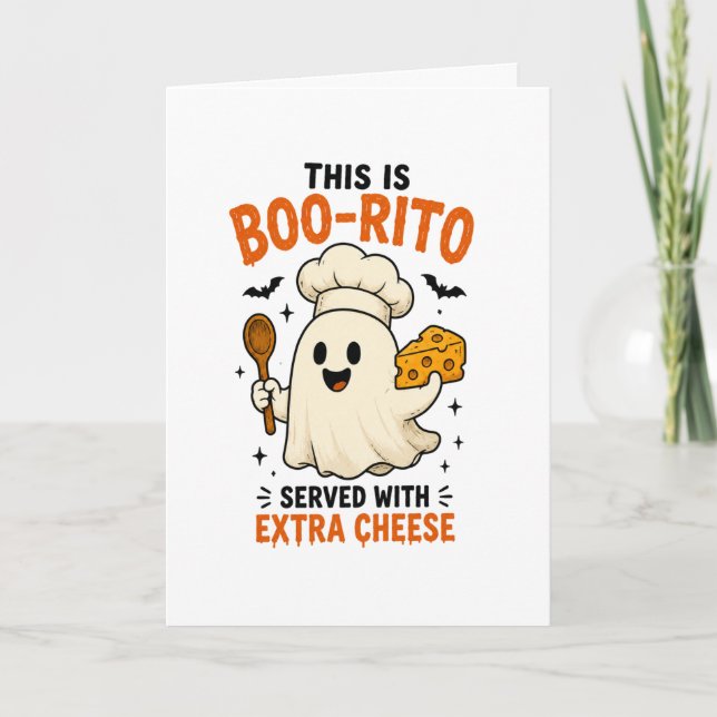 Carte Conception « Voici un Boo-Rito servi avec du froma (Devant)