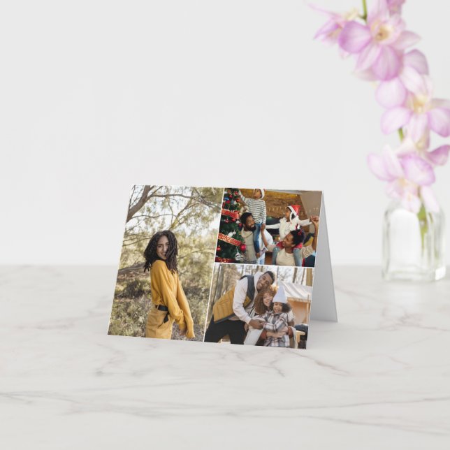 Carte Concevez votre propre collage de 3 photos (Orchidée)