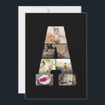 Carte Concevez votre propre lettre A en collage photo<br><div class="desc">Ce collage photo de monogramme est un design personnalisé qui combine un monogramme gras (initiales ou lettre) avec une collection de photos disposées artistiquement à l'intérieur ou autour de celui-ci. C'est une façon élégante de mettre en valeur des souvenirs tout en ajoutant une touche unique et élégante à la décoration...</div>