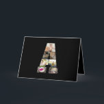 Carte Concevez votre propre lettre A en collage photo<br><div class="desc">Ce collage photo de monogramme est un design personnalisé qui combine un monogramme gras (initiales ou lettre) avec une collection de photos disposées artistiquement à l'intérieur ou autour de celui-ci. C'est une façon élégante de mettre en valeur des souvenirs tout en ajoutant une touche unique et élégante à la décoration...</div>
