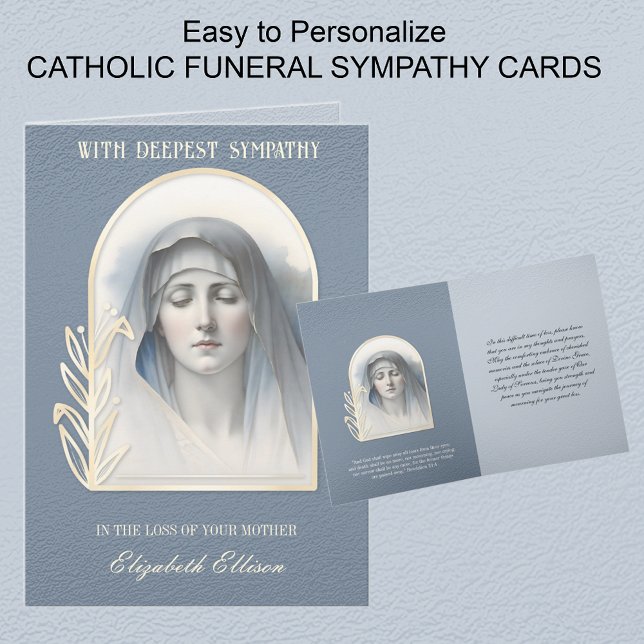 Carte Condoléances catholiques religieuses à la Vierge M (Traditional Catholic Funeral Sympathy Cards with the Blessed Virgin Mary, Our Lady of Sorrows. )