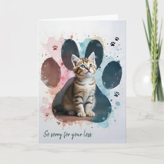 Carte Condoléances pour la perte d'un chaton tigré (Devant)