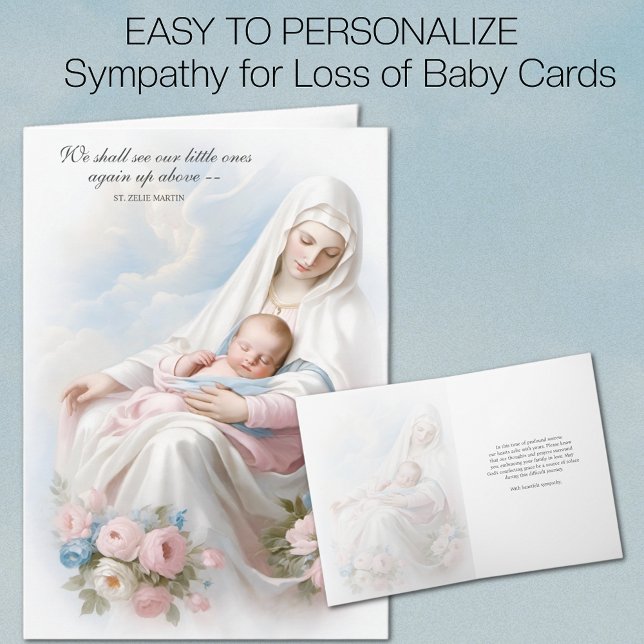 Carte Condoléances pour une fausse couche Perte de gross (Traditional Catholic Sympathy Funeral for Loss of Baby....Miscarriage, ,stillbirth, natural causes. )