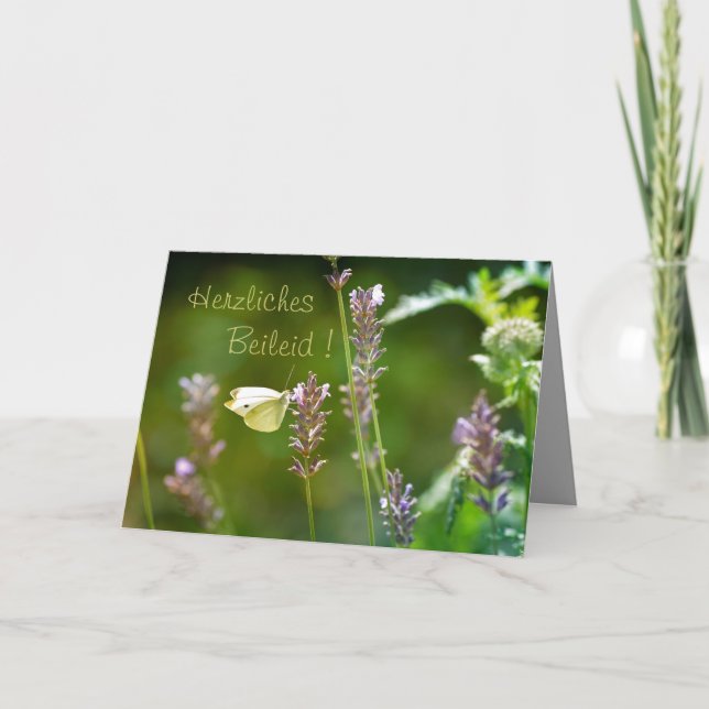 Carte Condoléances sincères ! Avec papillon (Devant)