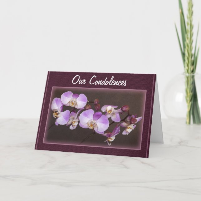 Carte Condoléances Violet Orchidée Blanche Photo de près (Devant)