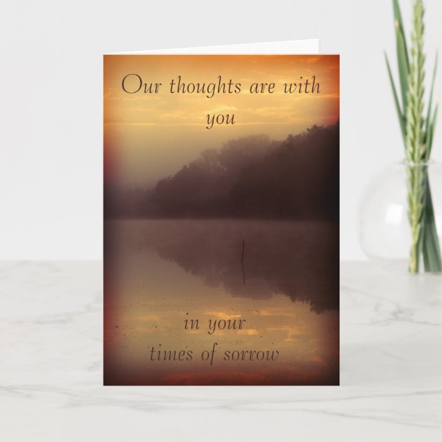 Carte Condolence card - lake orange sunset (Devant)