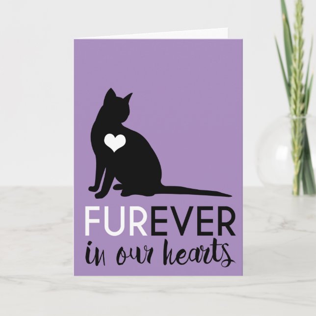 Carte Condolence de chat animal | Furever Dans Nos Coeur (Devant)
