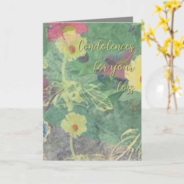 Carte Condolence Floral (Fleur jaune)