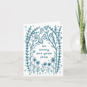 Carte Condolences Désolé Wildflower Floral Sketch Doodle