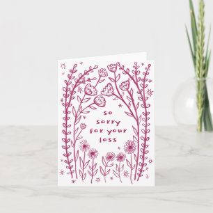 Carte Condolences Désolé Wildflower Floral Sketch Doodle