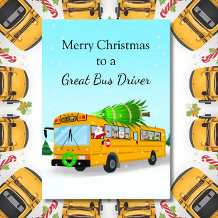 Carte Conducteur de bus de l'école de Noël père Noël