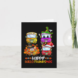 Carte Conducteur de bus Hallothanksmas Joyeux Thanksgivi