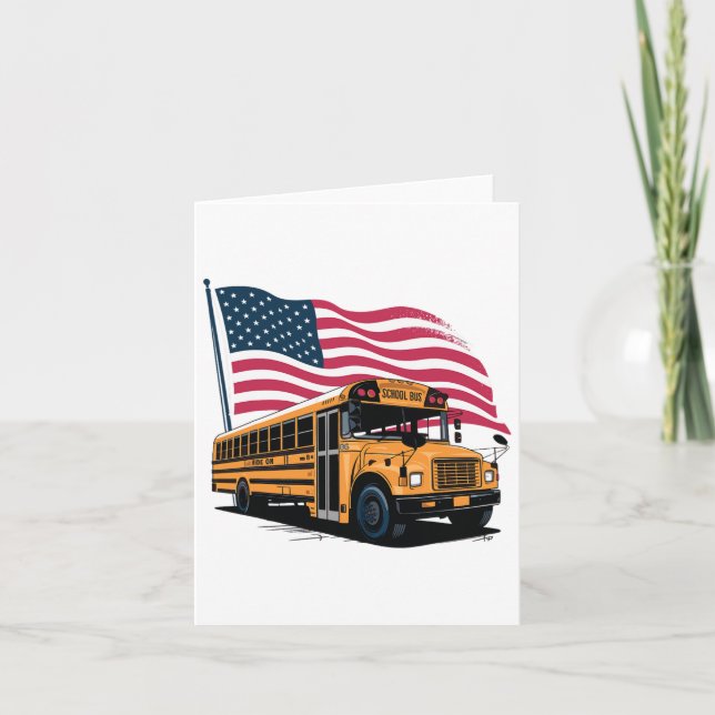 Carte Conducteur de Bus Scolaire Drapeau Usa  (Devant)