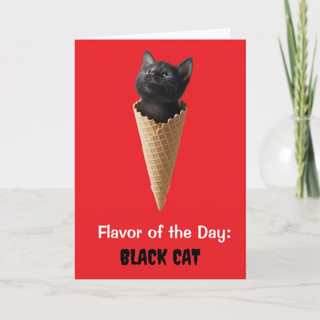 Carte Cône de chat noir mignon de salutation (Devant)