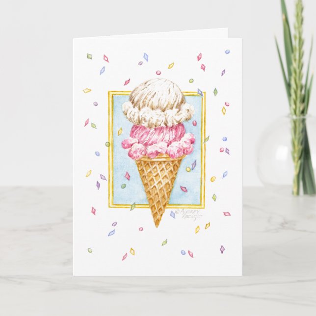 Carte Cone de glace à deux planches d'anniversaire (Devant)