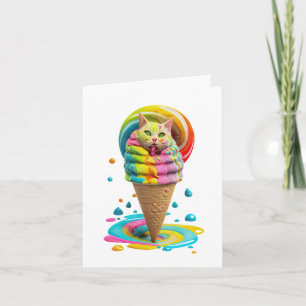 Carte Cône de glace au chat mignon coloré