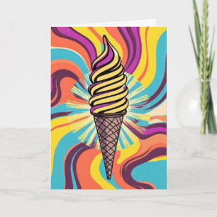 Carte Cône de glace d'anniversaire Art Pop Psychédélique