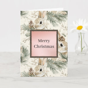 Carte Cônes de pin verts lapins de Noël