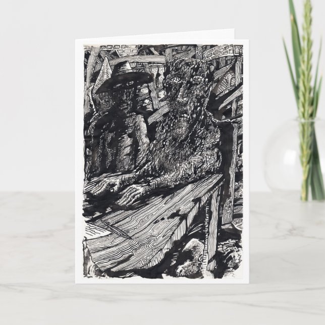 Carte "Confesse !" Dessin d'encre Inde (Devant)