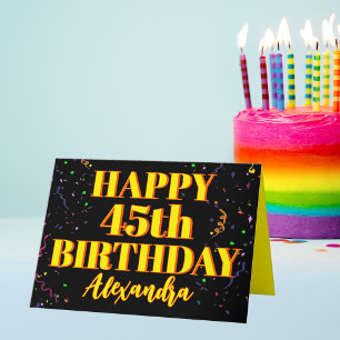 Carte Confetti coloré Personnalisé Age et nom Anniversai