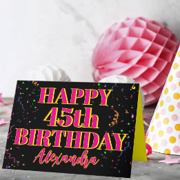 Carte Confetti coloré Personnalisé Âge et nom Anniversai