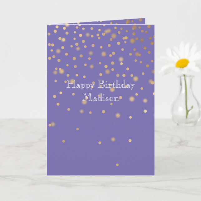 Carte Confetti en or violet (Petite plante)