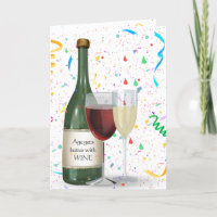 Confetti fête d'anniversaire et bouteille de vin