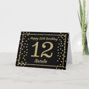 Carte Confetti Parties scintillant Noir et Or 12e