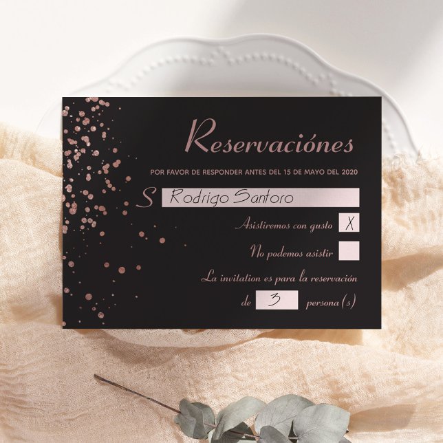 Carte Confetti Quinceanera Espagnol Reservaciónes (Créateur téléchargé)