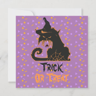 Carte Confettis Chat Noir Sorcière Araignée Épouvantable