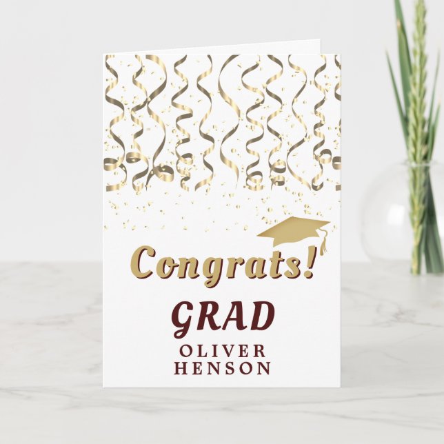 Carte Confettis Dorés Félicitations Diplômé Remise des D (Devant)