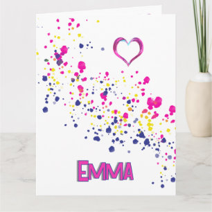 Carte Confettis en diagonale motif rose-jaune-bleu