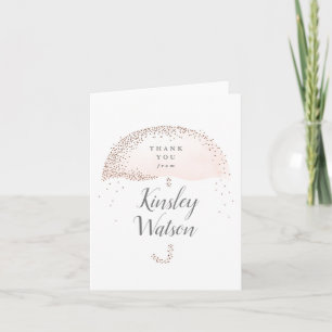 Carte Confettis pailletés parapluie rose merci douche