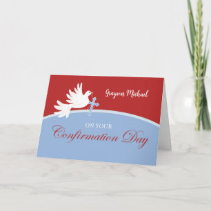 Carte Confirmation Félicitations Boy Dove sur Red