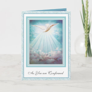 Carte Confirmation Saint Esprit Nuages Rayons Dove