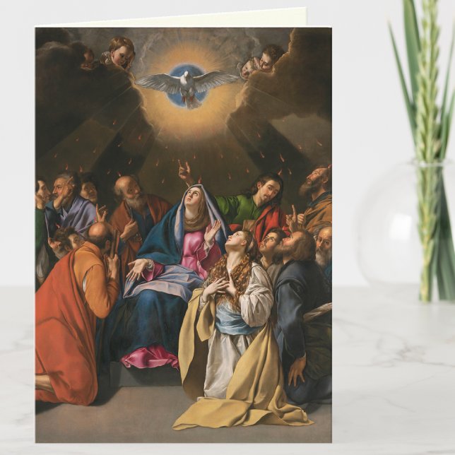 Carte Confirmation Saint-Esprit Vierge Marie Apôtres (Sacrament of Confirmation Descent of the Holy Spirit on the Apostles and Blessed Virgin Mary Card)