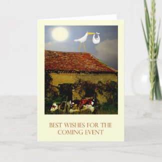 Carte Congés de maternité meilleurs voeux, cigogne,